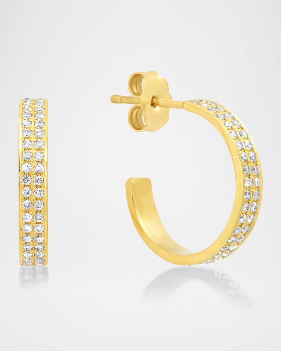 18K Yellow Gold Mini Ellen Hoop Earrings with Diamonds